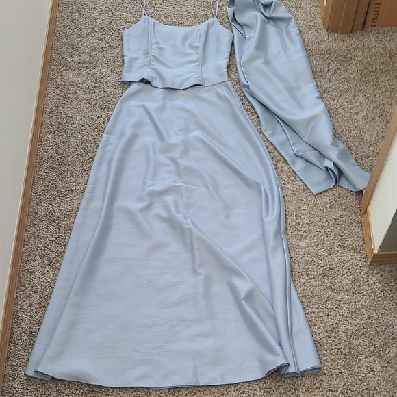 Vintage Jessica McClintock Light Blue 3 Piece Dress - Picture 1 of 13